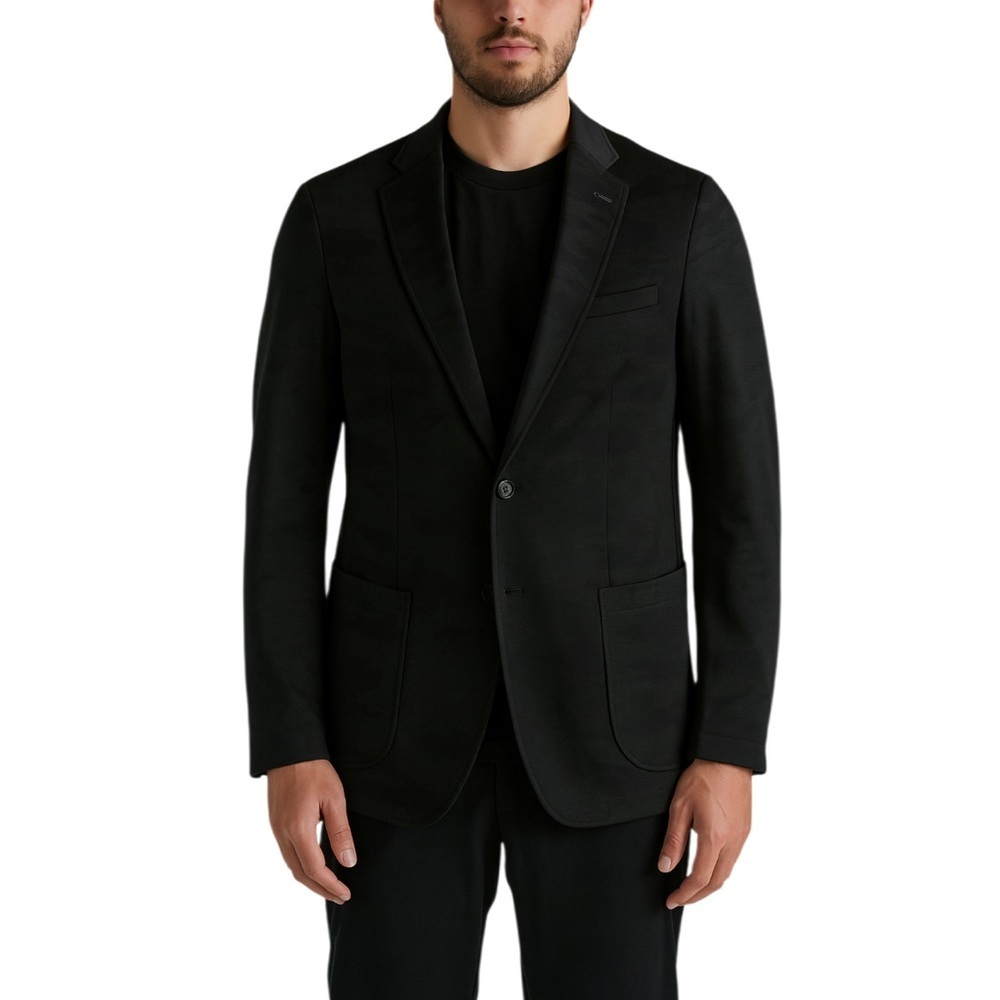 Suitor Camo Sports Blazer 38R Slim Fit Stretchy Classic Black Blue Subtle Camo